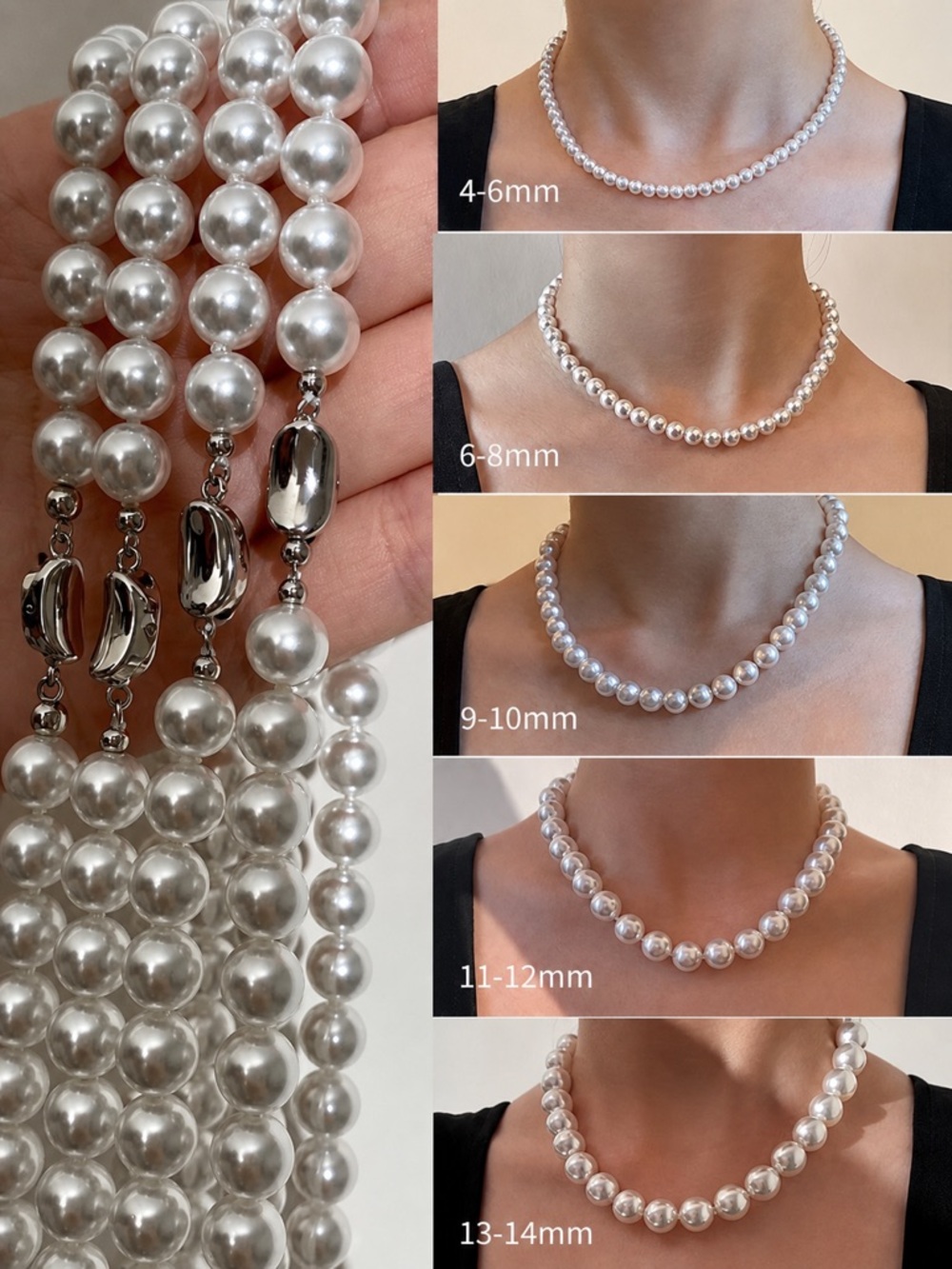 13-14mm Crystal-Core Simulated South Sea Pearl Necklace | 925 Silver | Gift Box